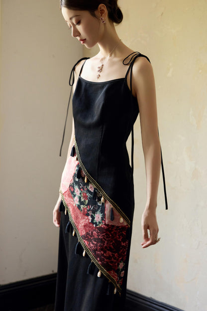 Slim Fit Vintage Black Sundress