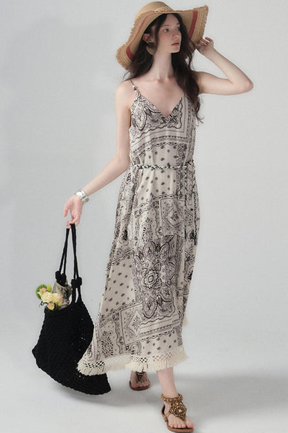 Sunset Bohemian Beaded Slip Dress