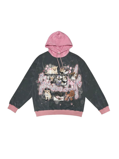 Dog Print Hoodie Pullover