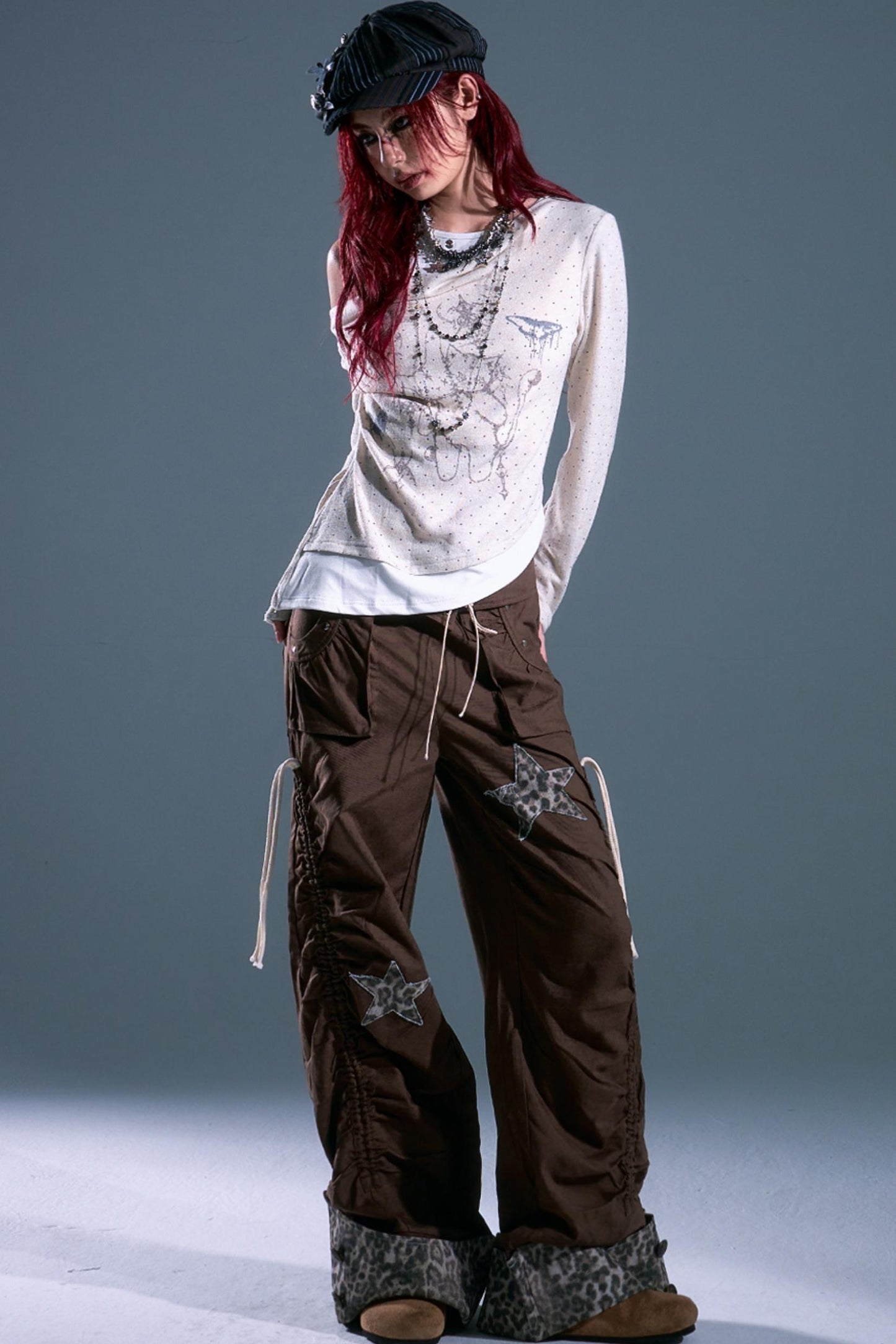 Star Leopard Wide-Leg Trousers