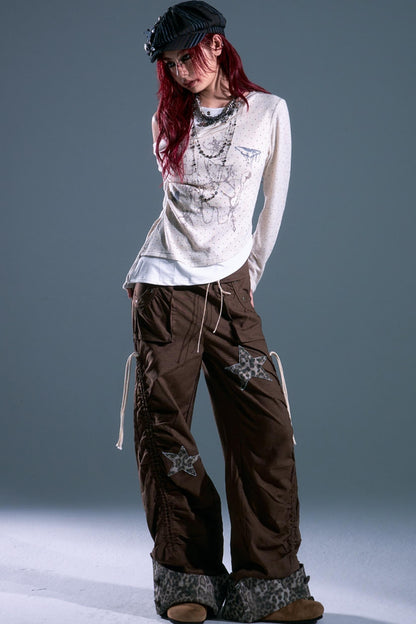 Star Leopard Wide-Leg Trousers