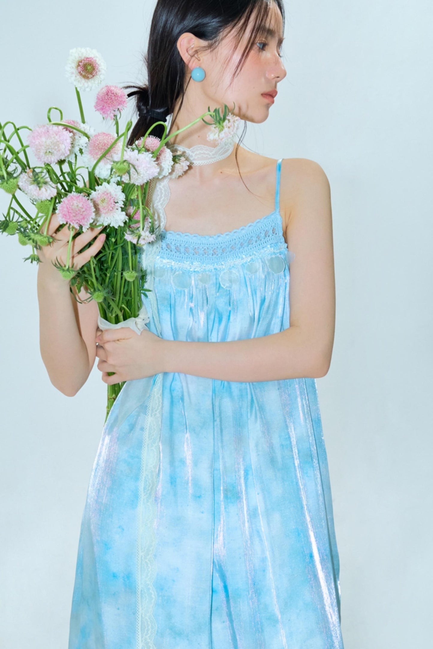 Blue Vacation Halter Dress