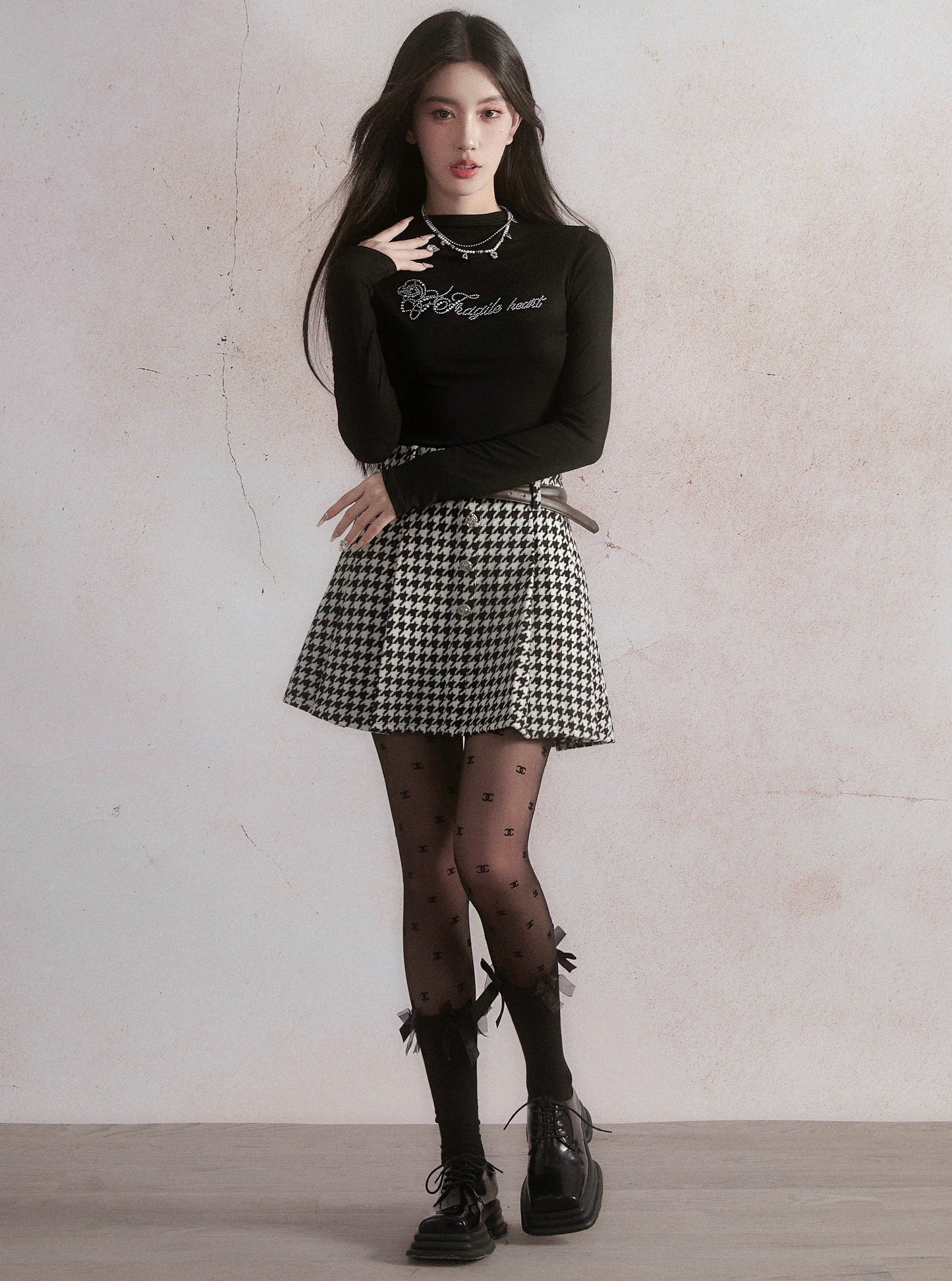 Long-sleeved T-shirt Skirt Set-up