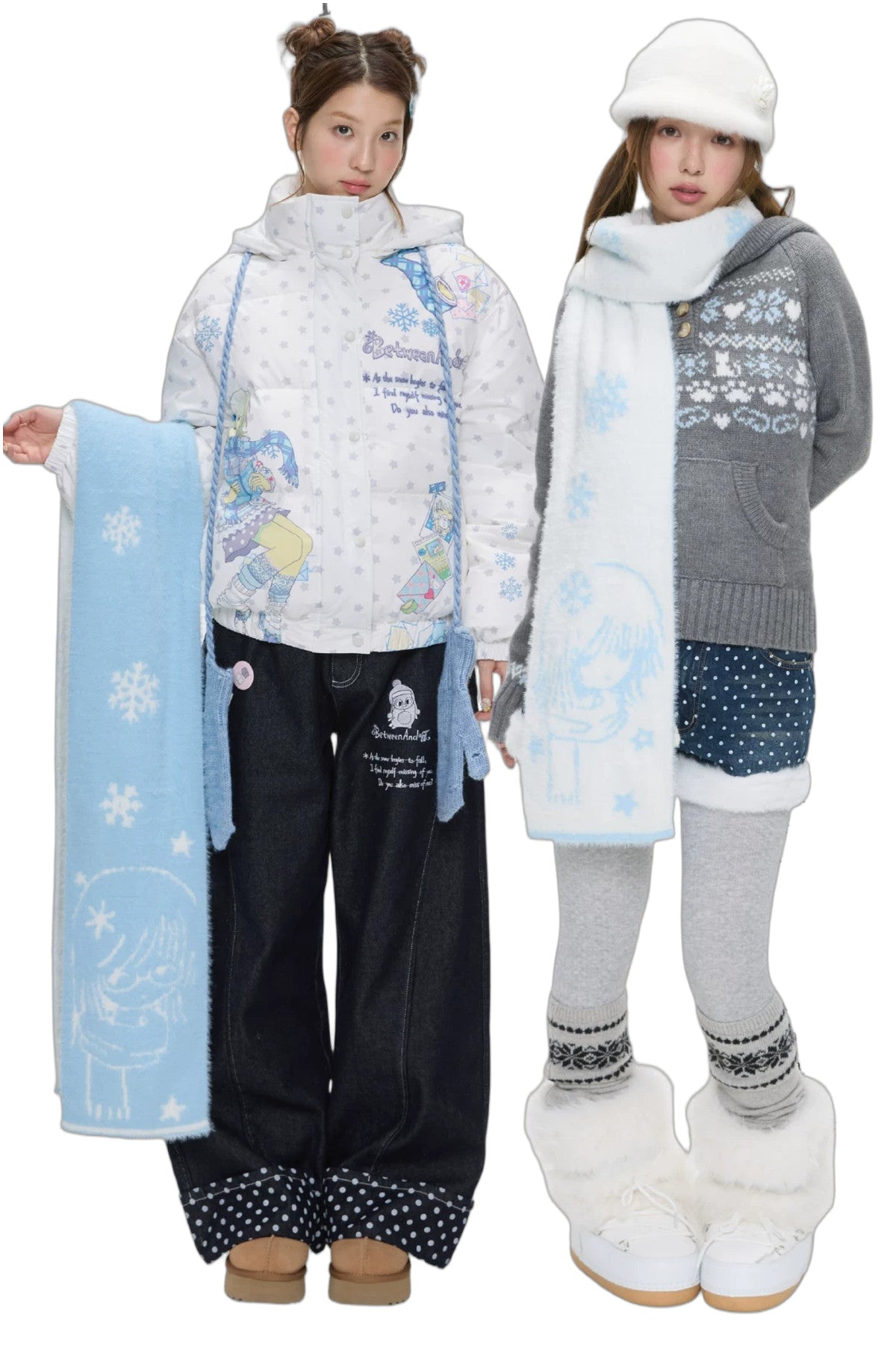 Double-Sided Knitted Illustration Scarf