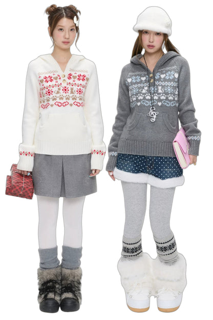 Fair Isle Knit Hoodie