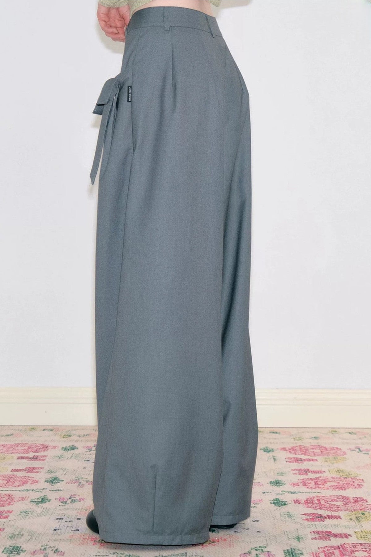 High-Waisted Bow Wide-Leg Pants