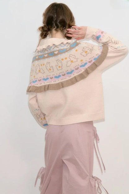 Ensemble cardigan en maille et châle abricot