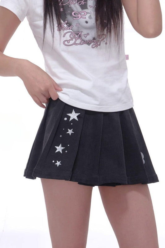 Angel Dust Pleated Denim Ruffle Skirt