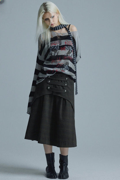 Top in maglia a righe punk a maniche lunghe