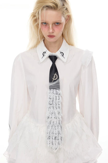 Unisex Y2K Punk Lace Tie Shirt