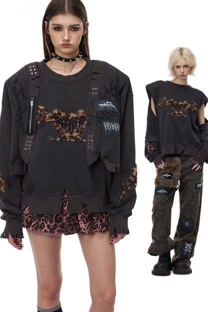 Leopard Patch Embroidery Sweatshirt