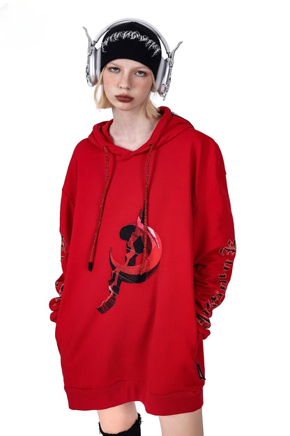 Electric Moon Diamond Drawstring Hoodie