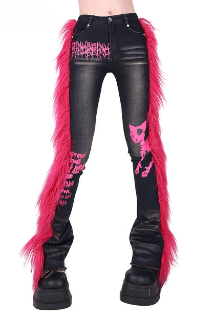 Pink Fur Jeans