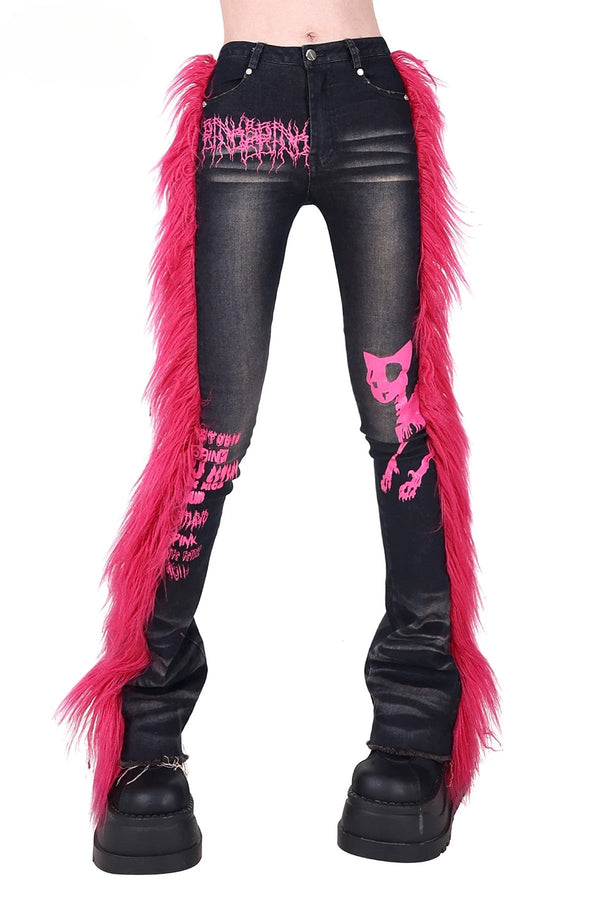 Pink Fur Jeans