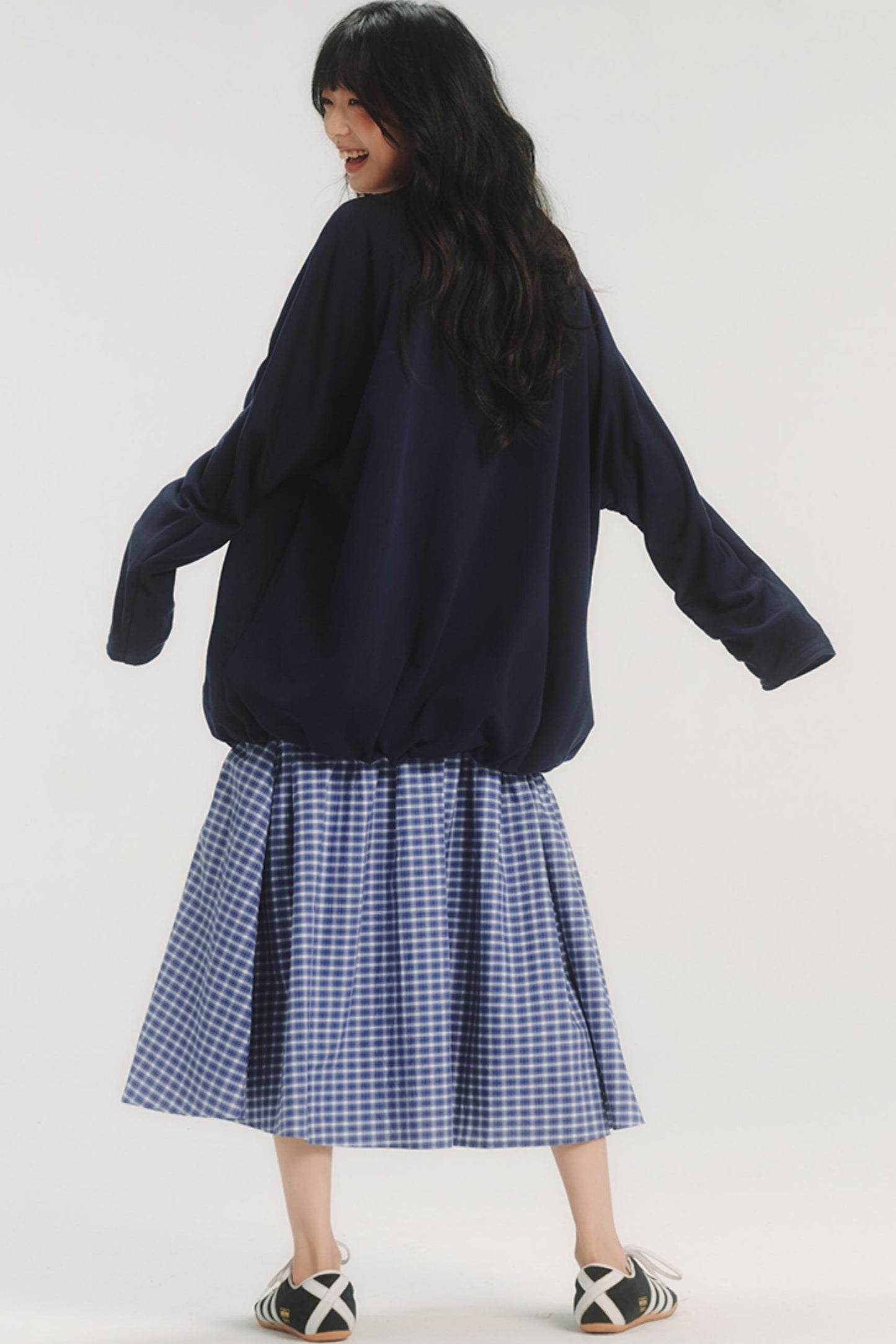 Geometric Pattern Plaid Midi Skirt