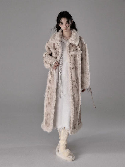 Lamb fur long coat