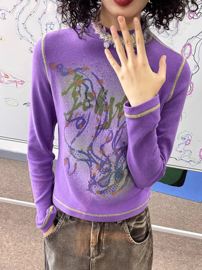 Jellyfish print slim fit long sleeve T-shirt