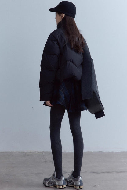 Two-Color Ribbed Knitted Cap