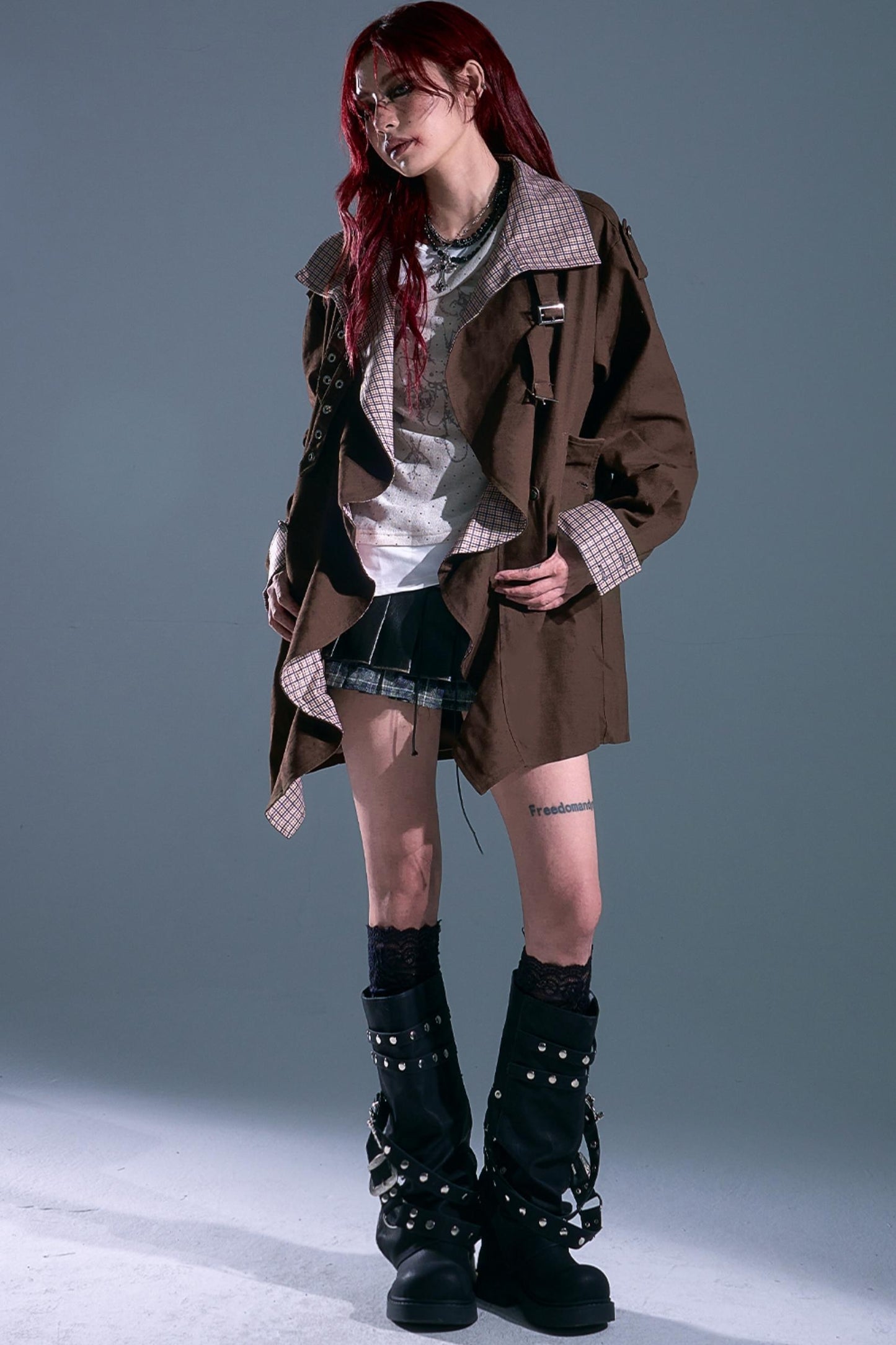 Vintage Check Wavy Edge Trench Coat