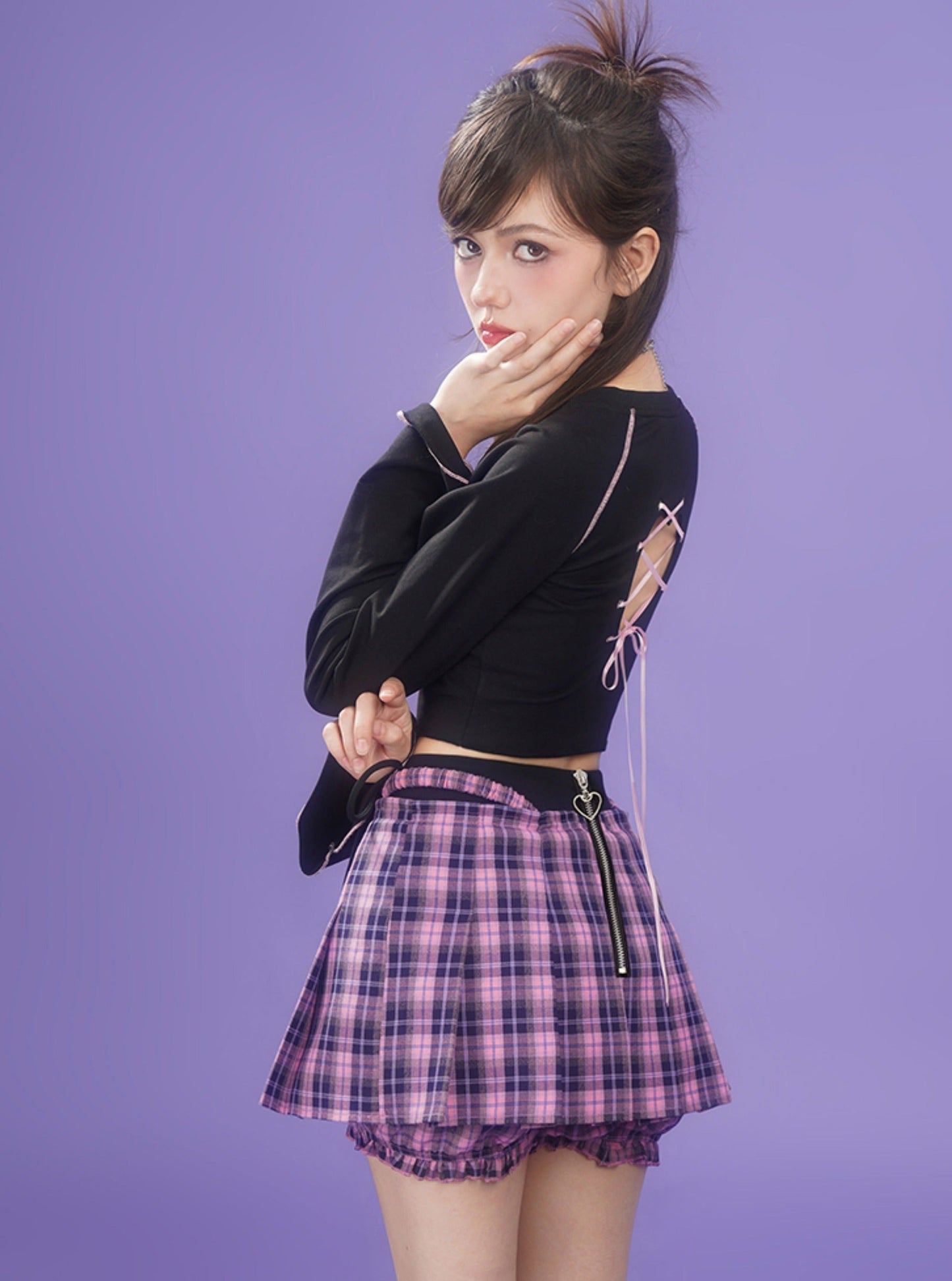 black pink pumpkin pants skirt