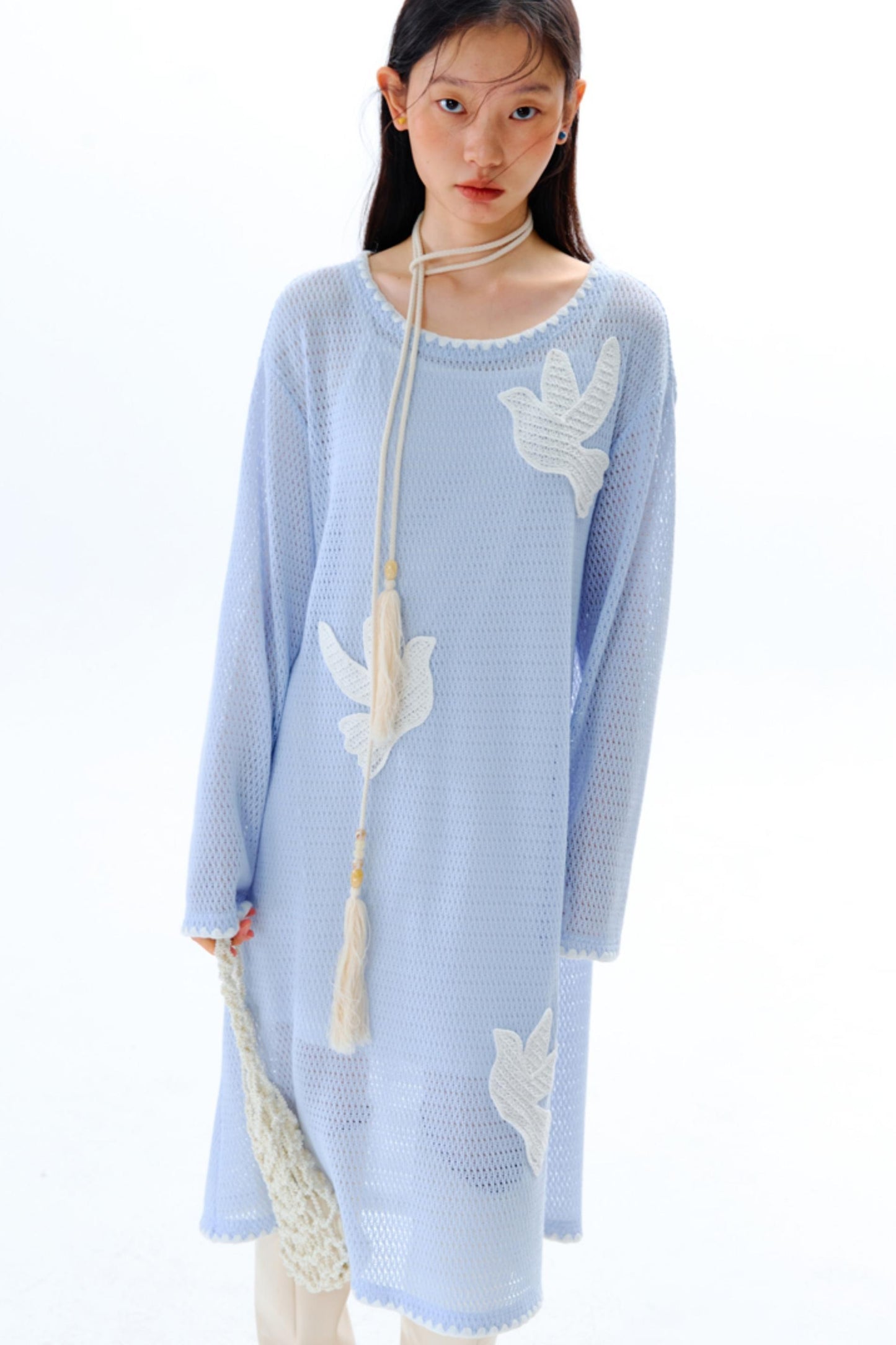 Sea Asuka Embroidered Knit Dress