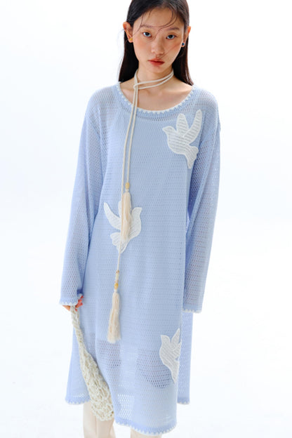 Sea Asuka Embroidered Knit Dress