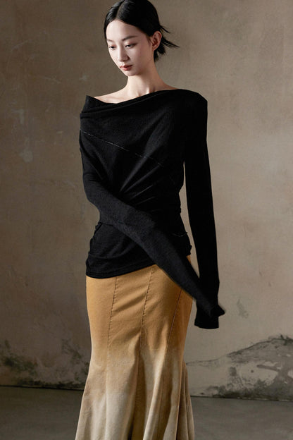 One-Shoulder Long Sleeve Top