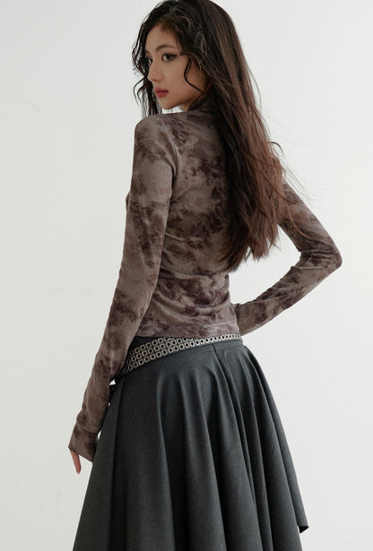 Punk Gray Split Asymmetric Skirt