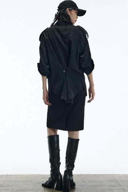 Vintage Black Lapel Shirt