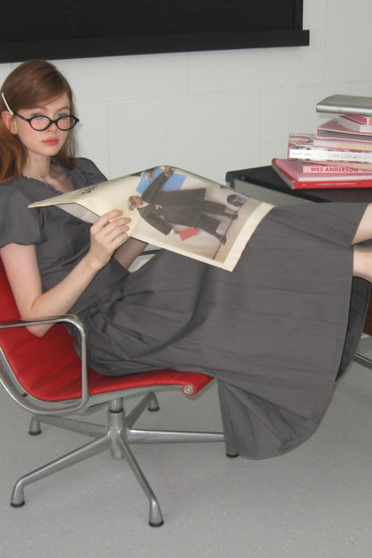 Dark Gray Pleated Skirt Set-Up