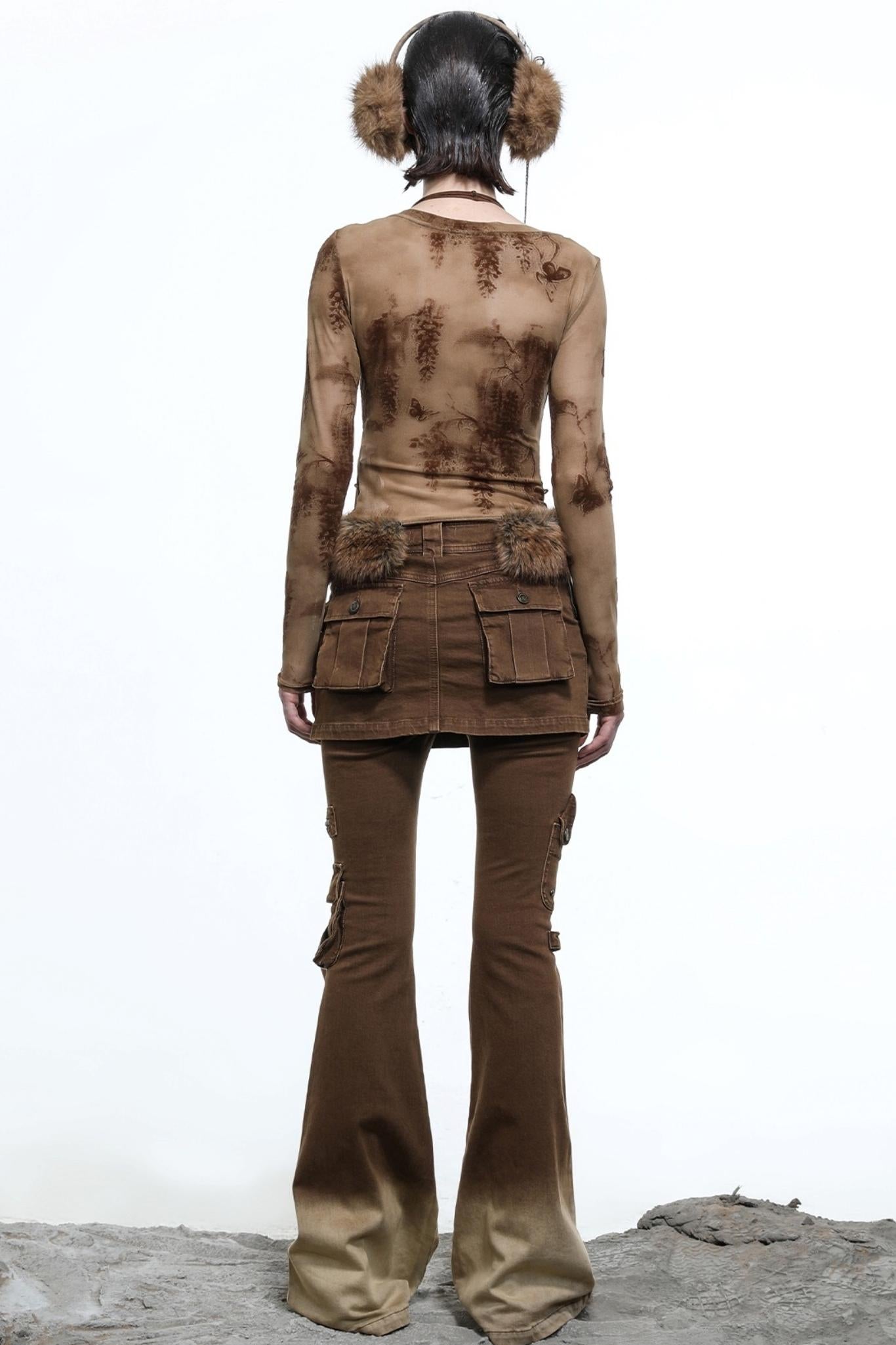 Fake Halterneck Patchwork Wool T-Shirt