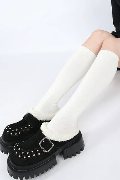 Punk Furry Thick-Soled Mules