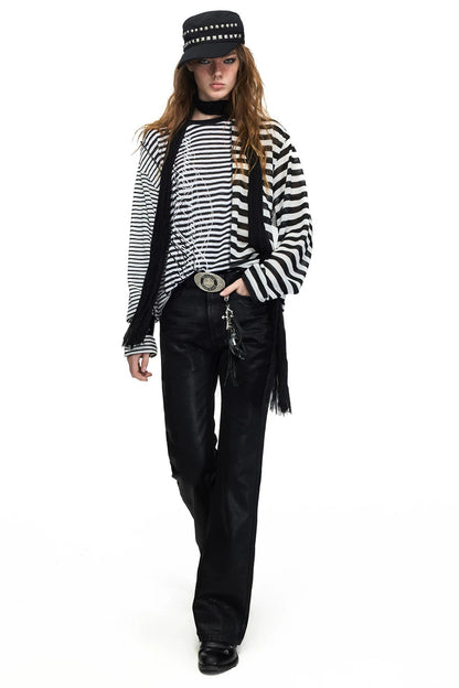 Waxed Flared Skinny Denim Jeans
