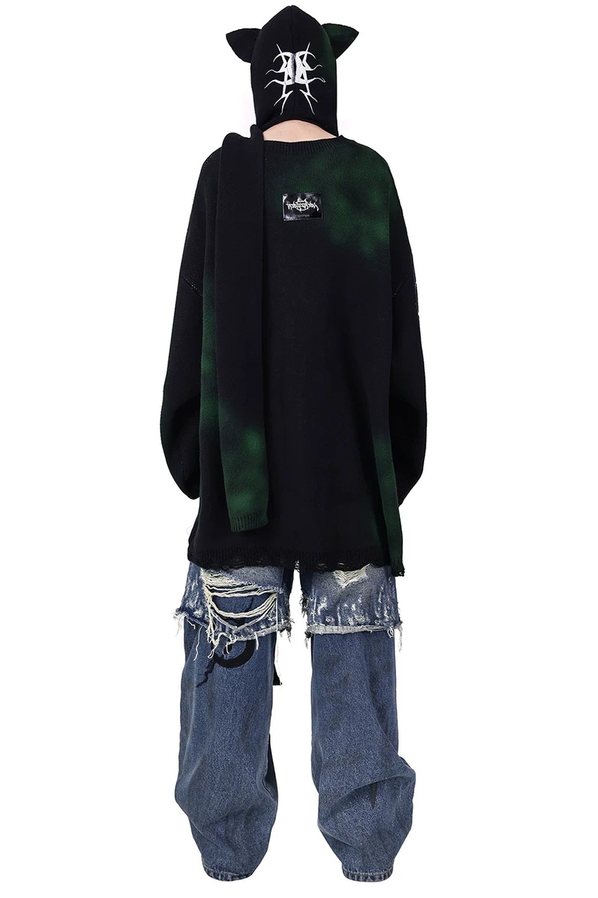 Cat Ear Graffiti Scarf Knit Hat