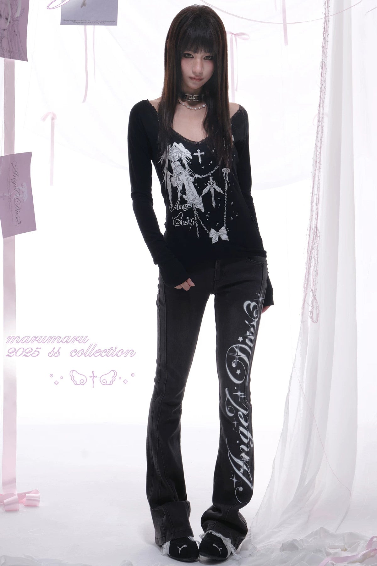 Long-Sleeve Anime Print T-Shirt