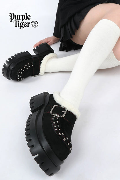 Punk Furry Thick-Soled Mules