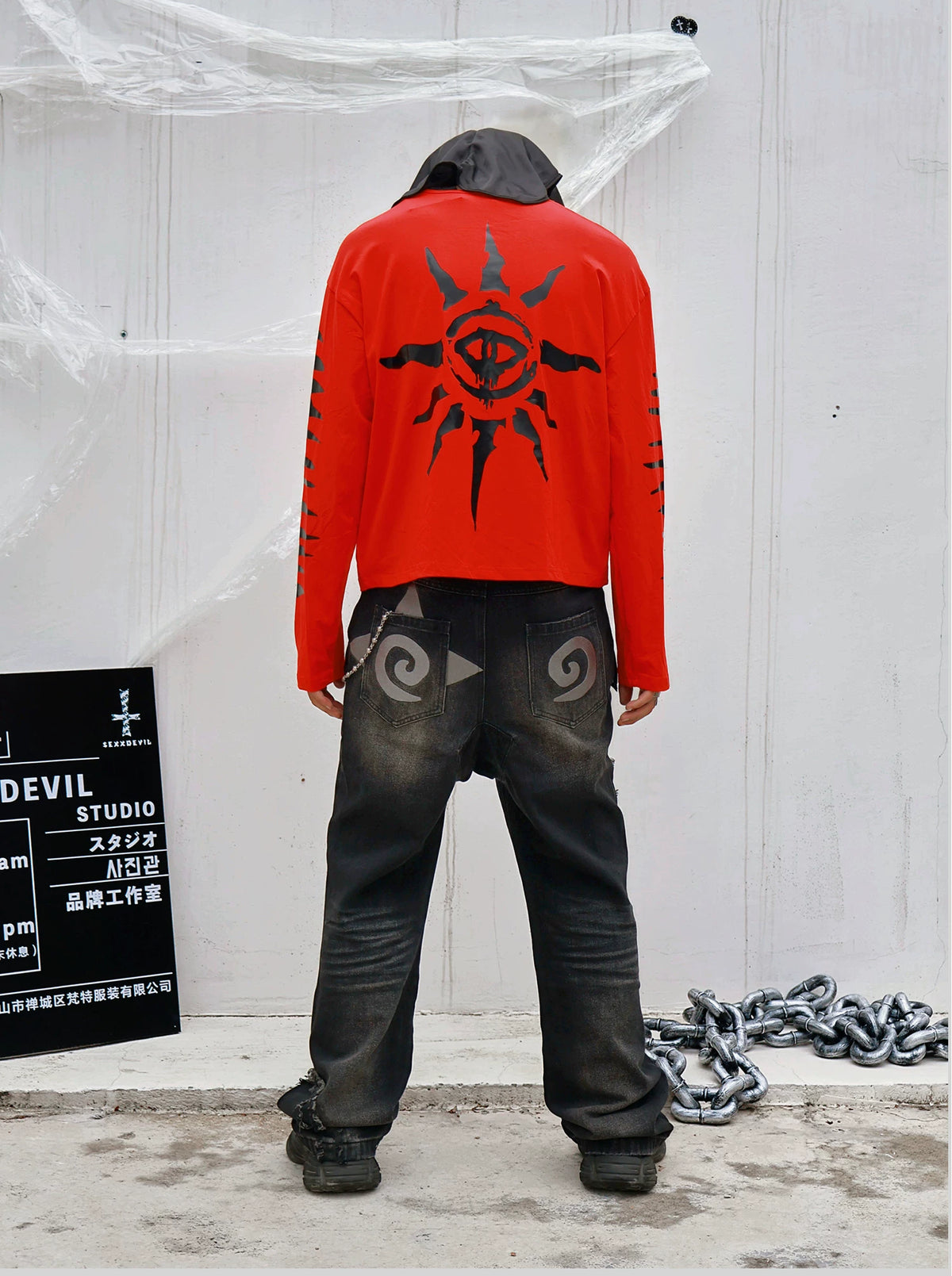 Eye Print Studded Long Sleeve Tee