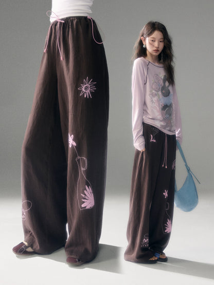 Bunny Print Tencel Long-Sleeved T-Shirt and Pants Set-Up