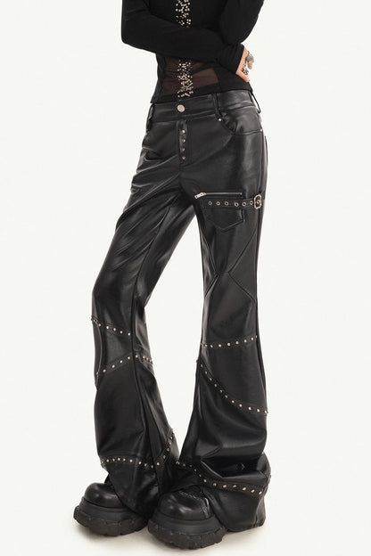 Studded Micro Flared Knife Leg Pants
