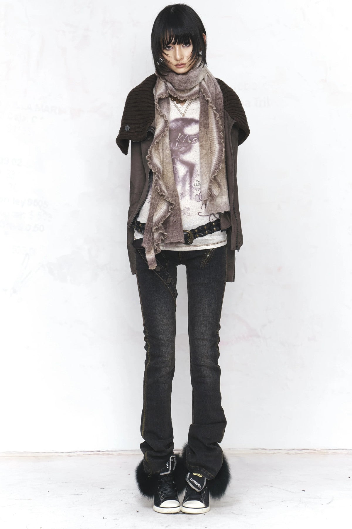 Two-Way Deconstructed Zipper Flared Jeans