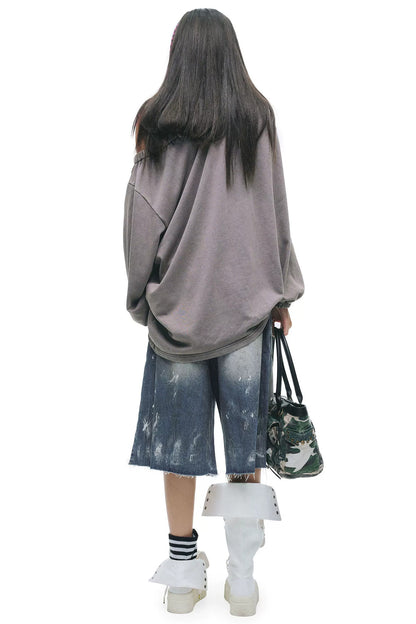 Cracked Graffiti Off-Shoulder T-Shirt