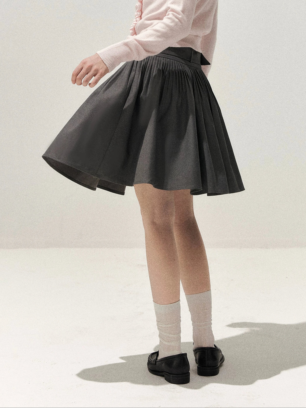 Gray Pleated Ballet Umbrella Skirt
