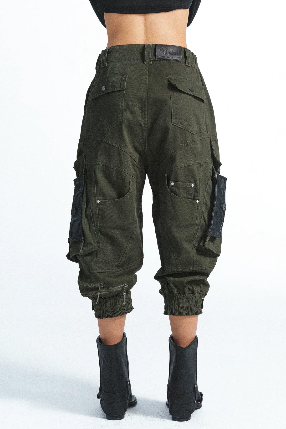 Multi-Pocket Contrast Stitching Cuffed Cargo Pants