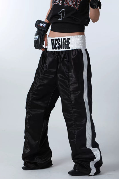 Rhinestone Pleated Boxing Pants