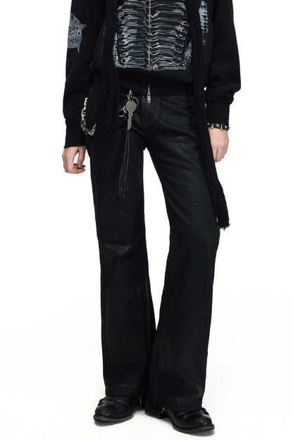 Waxed Flared Skinny Denim Jeans