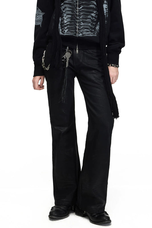 Waxed Flared Skinny Denim Jeans