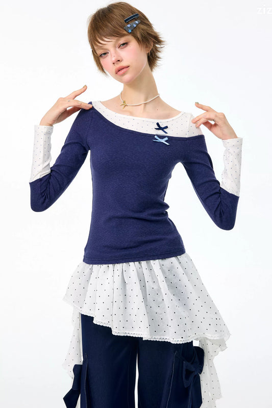 Haut en maille à pois d’automne