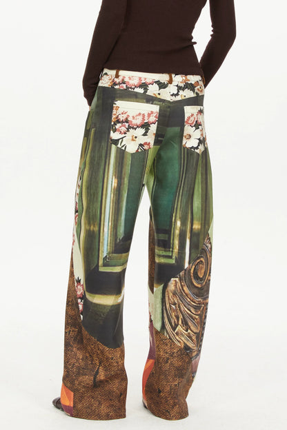 Patchwork Print Scimitar Pants