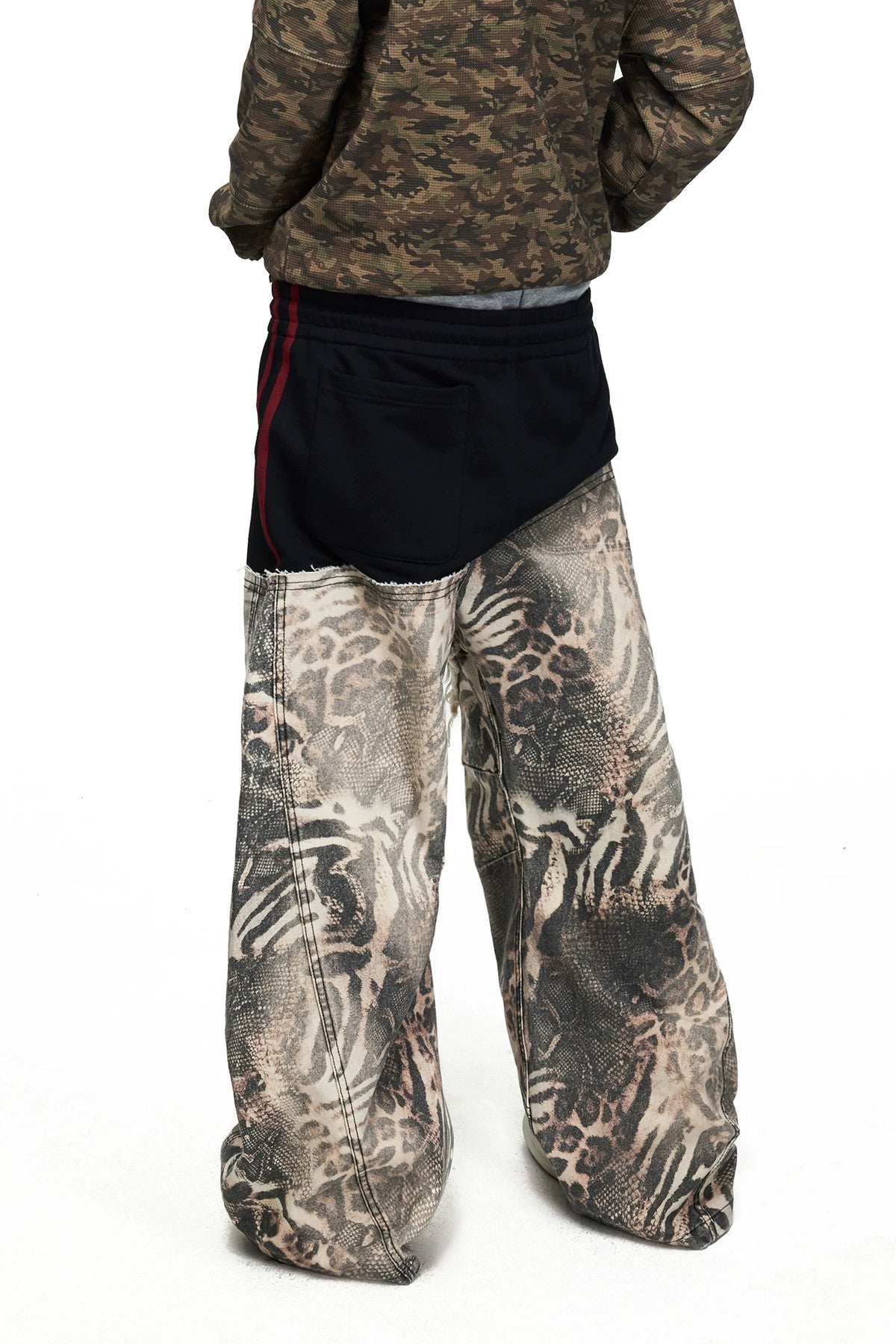 Brown Animal Print Curved Pants