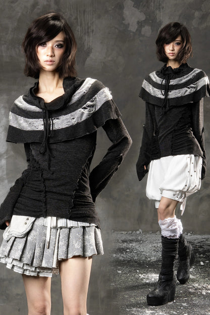 Dark Retro Small Cape Knit Top